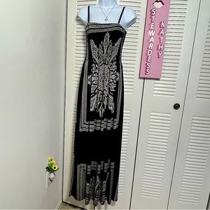 Shoreline black and white maxi dress smocked